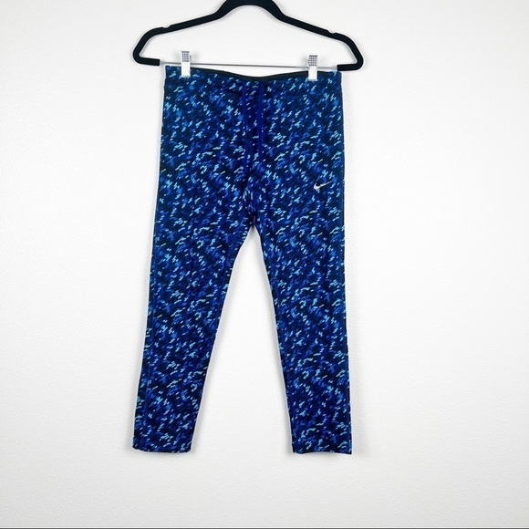 NIKE‎ Cropped Athletic Leggings Blue Sz S - Picture 1 of 7